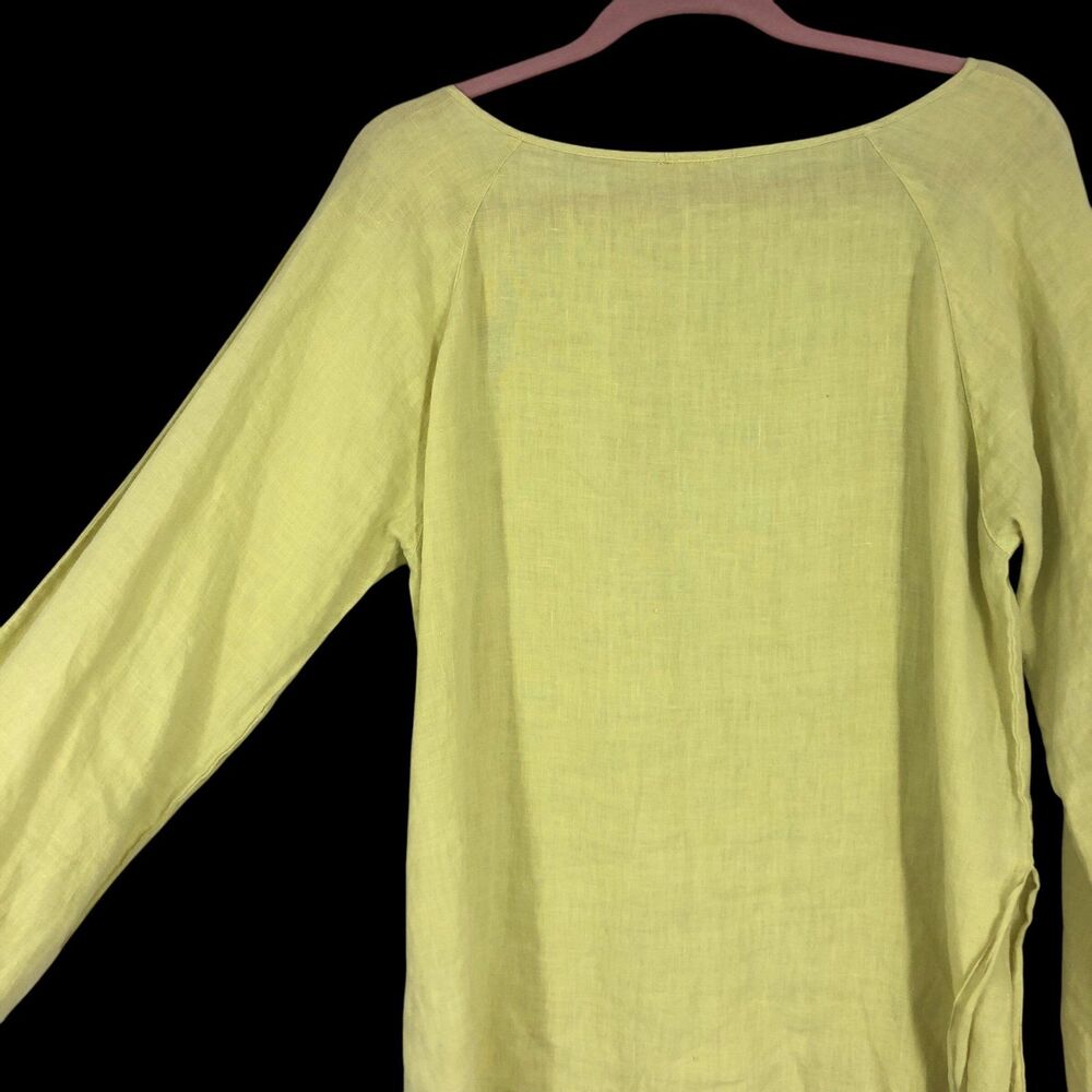 Vtg Kiko Pistachio Green Lagen Linen Blouse, Popo… - image 8